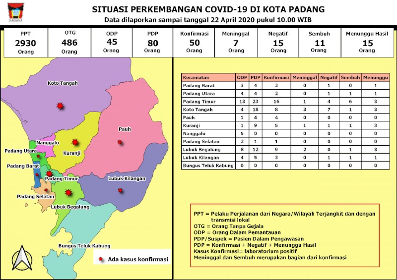 Situasi Terkini Perkembangan Kasus Coronavirus Disease (COVID-19) di Kota Padang_22 April 2020 Update Pukul 10.00 WIB